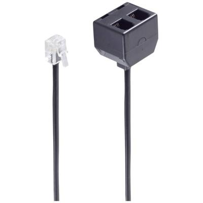 Shiverpeaks Telefoon (analoog) Adapter [1x RJ10-stekker 4p4c - 2x RJ10-bus 4p4c] 0.15 m Zwart