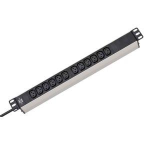 Brennenstuhl 1390007112 Stekkerdoos 19 inch 12-voudig Zilver, Zwart Apparaatstekker C13/C14 1 stuk(s)