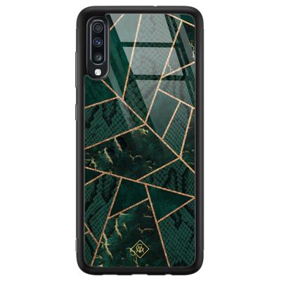 Samsung Galaxy A50 glazen hardcase - Abstract groen