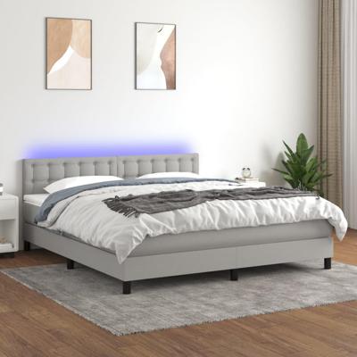 Boxspring met matras en LED stof lichtgrijs 160x200 cm