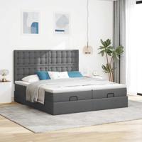 Ottoman bed met matrassen 160x200cm stof donkergrijs - thumbnail