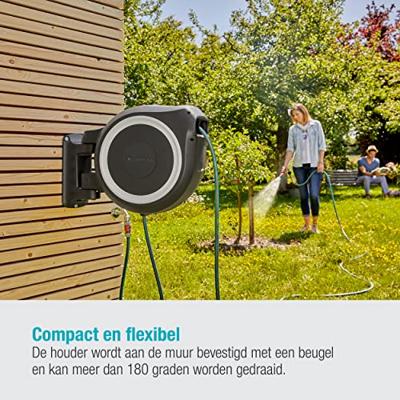 Gardena wandslangenbox 25 meter rollup wit - thumbnail