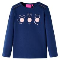 Kindershirt met lange mouwen dierenprint 116 marineblauw - thumbnail