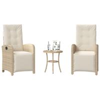 3-delige Bistroset met kussens poly rattan beige - thumbnail
