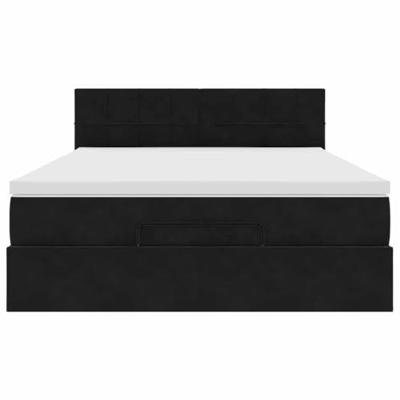 Ottoman bed met matras en LED's 140x190cm fluweel zwart