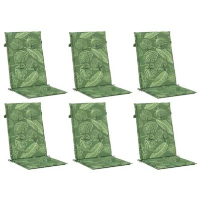 VidaXL Stoelkussens 6 st hoge rug bladpatroon stof