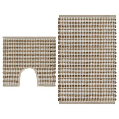 VidaXL Badmattenset handgeweven jute en stof naturel en wit
