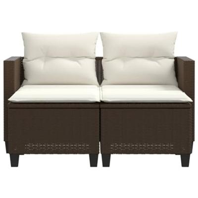 Tuinbank 2-zits met voetenbanken poly rattan bruin Tuinbank 2-zits met voetenbanken poly rattan bruin
