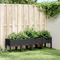 Plantenbak met poten 160x40x42 cm polypropeen zwart - thumbnail