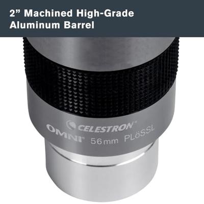 Celestron 93328 Omni 2' oculair met ultralang brandpunt van 56 mm en superieure lichttransmissie - geschikt voor waarnemen van deepsky-sterrenhopen, nevels en melkwegstelsels, Zilver/zwart