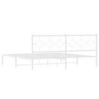 Bedframe met hoofdbord metaal wit 193x203 cm - thumbnail