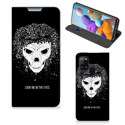 Mobiel BookCase Samsung Galaxy A21s Skull Hair Mobiel BookCase Samsung Galaxy A21s Skull Hair