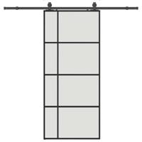 Schuifdeur met beslagset 90x205 cm ESG glas zwart - thumbnail