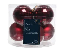 Decoris kerstballen Glas 8st Ossenbloed 7cm - thumbnail