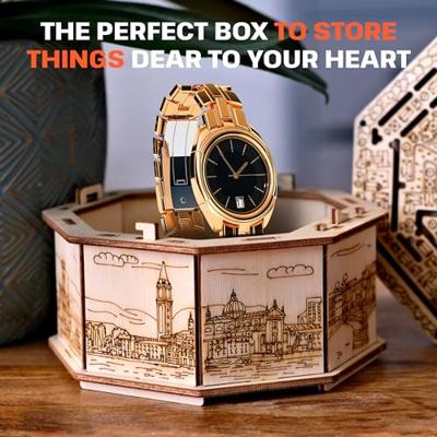ESC WELT Wooden Secret Maze Box, creatieve geschenkdoos voor geld, waardebonnen, cadeaubonnen, cadeaubonnen, cadeaubonnen, cadeaubonnen, 3D-houten doosspel, geschenkraadselspel, geschenkdoos voor