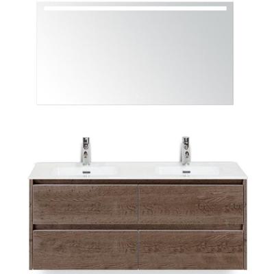Dante Badmeubelset 120 cm - 4 Laden Tabacco - Keramische Wastafel Wit Cover met Sence Spiegel