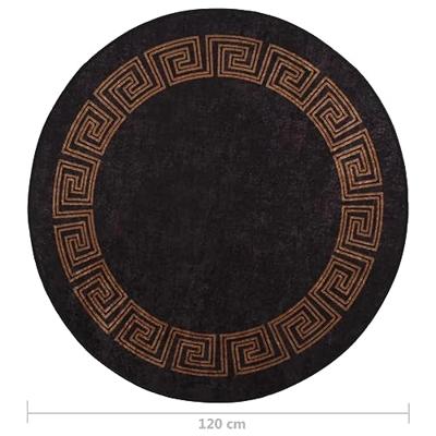 Vloerkleed wasbaar anti-slip 120 cm zwart en goudkleurig