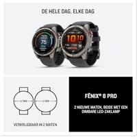 Garmin fēnix 8 Pro 3,56 cm (1.4") AMOLED 51 mm Digitaal 454 x 454 Pixels Touchscreen Grafiet, Titanium Wifi GPS - thumbnail