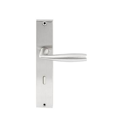 Hardbrass Deurkruk Naxos op rechthoekig langschild sleutelgat 72mm - RVS Hardbrass Deurkruk Naxos op rechthoekig langschild sleutelgat 72mm - RVS