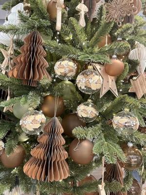 Decoris kerstballen Glas 10st pecannoot bruin 6cm - thumbnail