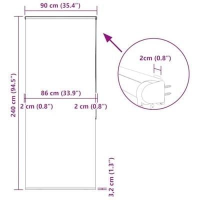 Doucherolgordijn met cassette 90x240 cm stofbreedte 86 cm