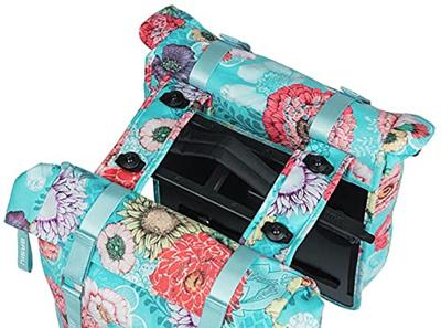 Basil bloom field dubbele fietstas, waterdicht, sky blue, 35l