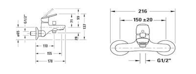Badkraan Duravit No.1 Met Omstel Met Koppelingen Delen Chroom Hart Op Hart 15 cm Duravit Badkraan Duravit No.1 Met Omstel Met Koppelingen Delen Chroom Hart Op Hart 15 cm Duravit