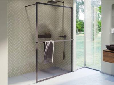 Inloopdouche Riho Lucid GD400 Omkeerbaar Verstelbaar Aluminium 200x140 cm Mat Zwart