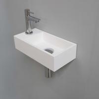 Fonteinset INK Versus 36x18x9 cm Polystone Mat Wit Met Kraangat Links Chroom - thumbnail