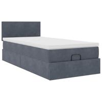 Ottoman bed met matras 100x200 cm fluweel donkergrijs - thumbnail