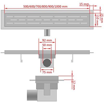 VidaXL Doucheafvoer rechthoekig bubbel 630x140 mm roestvrij staal - thumbnail