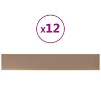 Wandpanelen 12 st 1,62 m 90x15 cm kunstleer cappuccinokleurig - thumbnail