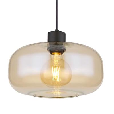 Globo Zwarte hanglampGiuseppe amber glas - 15566HA