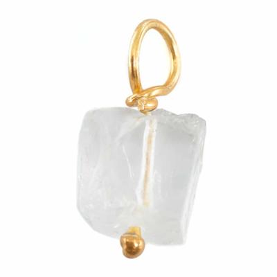 Ruwe Edelsteen Hanger Witte Topaas 925 Zilver & Verguld (8 - 12 mm)