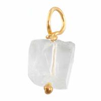 Ruwe Edelsteen Hanger Witte Topaas 925 Zilver & Verguld (8 - 12 mm) - thumbnail