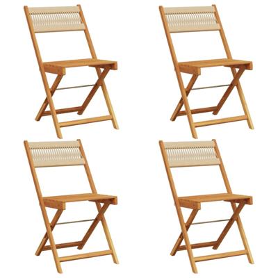 Tuinstoelen 6 st inklapbaar massief acaciahout beige - thumbnail