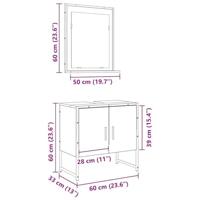 Badkamermeubelset 2 pcs Bruin 60 x 33 x 60 cm Bewerkt hout - thumbnail