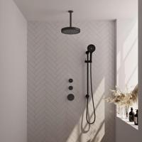 BRAUER Stripe Thermostatische Inbouw Regendouche - SET 12 - 25cm douchekop - plafondarm - 3-standen handdouche - doucheslang - geïntegreerde glijstang - mat zwart 5-S-387 - thumbnail