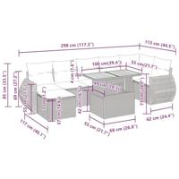 8-delige Loungeset met kussens poly rattan zwart - thumbnail