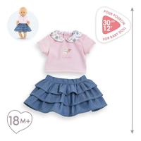 Corolle rok met ruches en t-shirt voor babypop, 30cm. - thumbnail