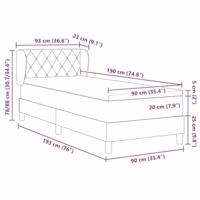 Boxspringbed met donkergrijs fluwelen matras 80x200 cm - thumbnail