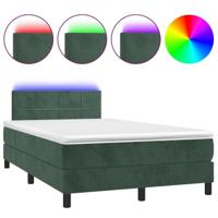 Boxspring met matras en LED fluweel donkergroen 120x200 cm - thumbnail