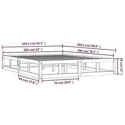 Bedframe massief hout zwart 160x200 cm - thumbnail