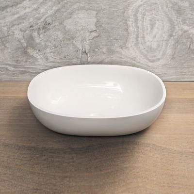 Opzetwastafel Luca Sanitair Ovaal 48x32.5x13.5 Mineral Stone Glans Wit Opzetwastafel Luca Sanitair Ovaal 48x32.5x13.5 Mineral Stone Glans Wit