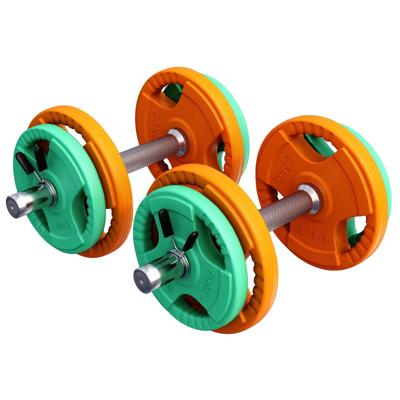 Dumbellset 20 kg Gripper Gietijzer Rubber Coating - Veersluiting