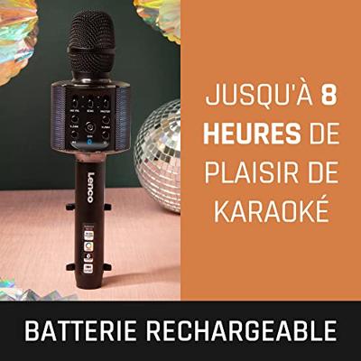 Lenco bmc-090bk bluetooth karaoke microfoon met speaker en verlichting zwart