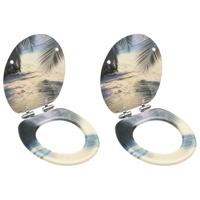 Toiletbrillen met soft-close deksel 2 st strand MDF - thumbnail