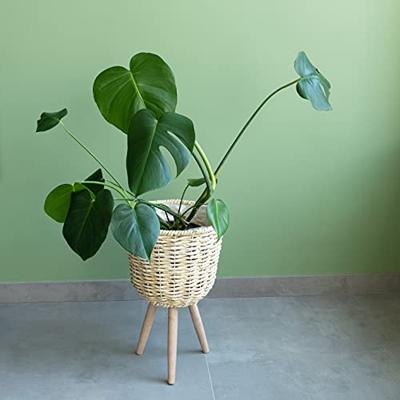 QUVIO Bloempot geweven op driepoot - S