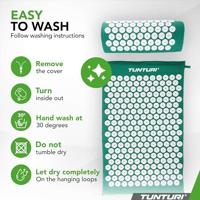 Tunturi Acupressuur Mat met kussen | Spijkermat | Meditatie Mat | Acupunctuur Set | 83 x 42 cm | Groen - thumbnail