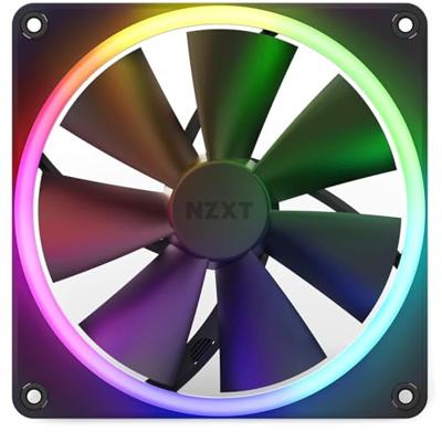 NZXT f140 rgb case fans (zwart, 2 stuks, 140 x 140 x 26 mm, pwm, incl. controller)